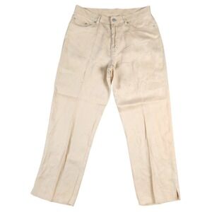 Lauren Jeans Co Linen Pants Women's Size 10 Beige Straight Leg Casual Neutral